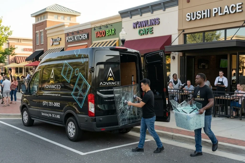 Emergency window repair service by Advanced Window & Glass Repair in Woodbridge VA after break-in or storm damage