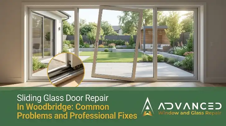 Sliding glass door repair service by Advanced Window & Glass Repair in Woodbridge VA fixing common door issues
