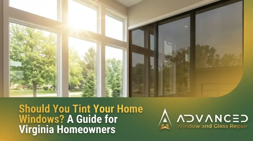 Virginia home window tinting installed on residential windows to reduce heat, glare, and UV exposure