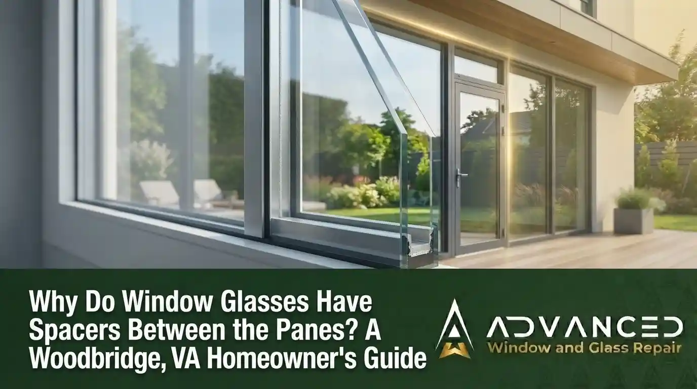 Advanced Window & Glass Repair explaining window glass spacers between panes in Woodbridge, VA