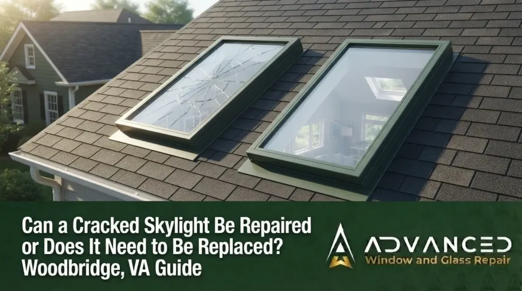 Cracked skylight glass repair and replacement in Woodbridge, VA by Advanced Window & Glass Repair